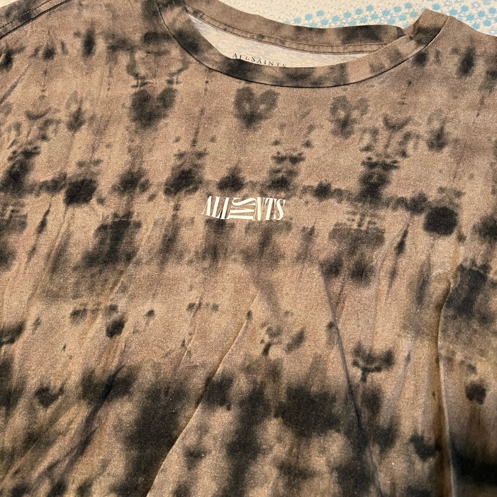 AllSaints Black & Brown Tie-Dye Logo T-Shirt